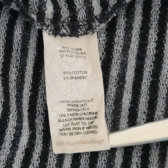 Soft Surroundings Tunic Top Womens M Black Gray Stripped Cowl Neck Pullover - Picture 8 of 9